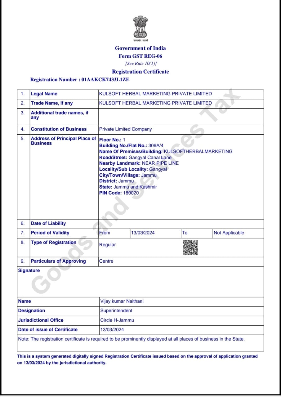 Kulsoft Herbal Marketing Pvt. Ltd.